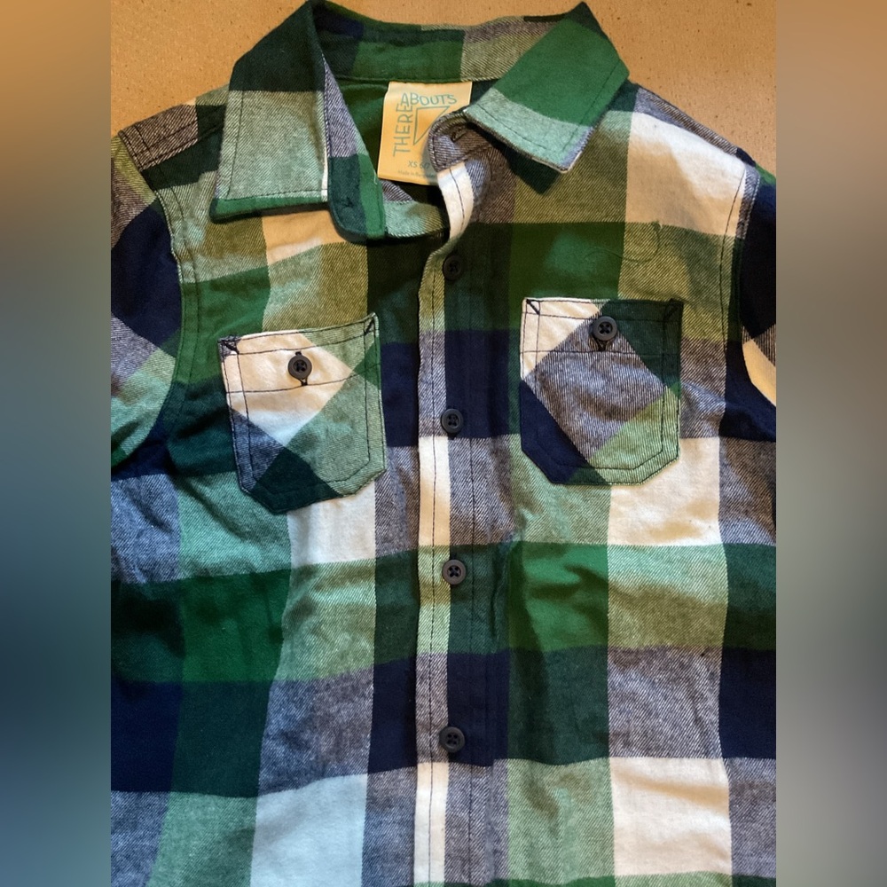 Squares Long Sleeve button shirt for Kids Size 6/7 By Thereabouts NWT - Picture 3 of 8